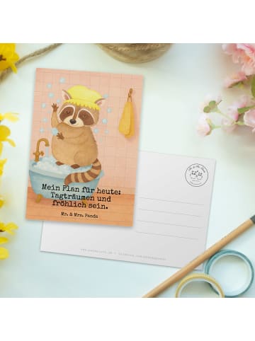 Mr. & Mrs. Panda Postkarte Waschbär Design mit Spruch in Weiß