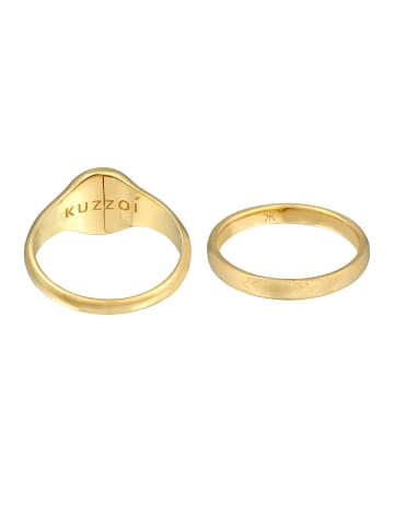 KUZZOI Ring 925 Sterling Silber Ring Set, Siegelring in Gold