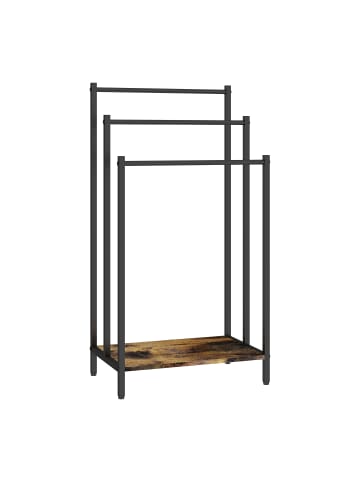 relaxdays Handtuchständer in Dunkelbraun/ Schwarz - (B)43 x (H)81 x (T)28 cm