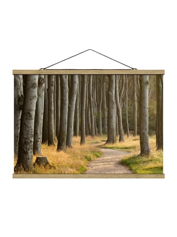 WALLART Stoffbild mit Posterleisten - Waldweg in Norddeutschland in Creme-Beige