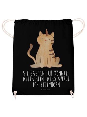 Mr. & Mrs. Panda Jutebeutel Einhorn Katze mit Spruch in Schwarz