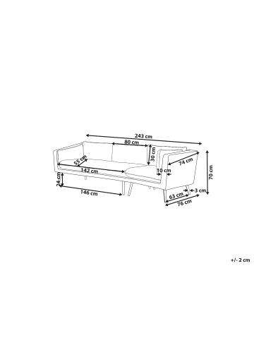 Beliani Gartensofa LORETELLO in Grau - (W) 243 x (H) 70 x (L) 76 cm rechtsseitig