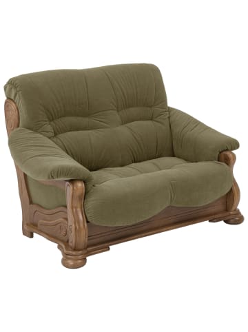 58 aufm Kessel SOFA 2-Sitzer Katlin Bezug Flockstoff Eiche rustikal P43 / grün