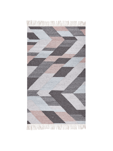 Beliani Geflochtener Teppich NAKKAS in Bunt/Beige/Grau - (W) 80 x (H) 0.6 x (L) 150 cm