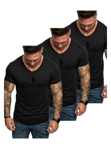 Amaci&Sons 3er-Pack T-Shirts 3. BELLEVUE in (3x Schwarz)