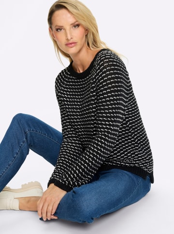 Heine Pullover in schwarz-ecru-gemustert