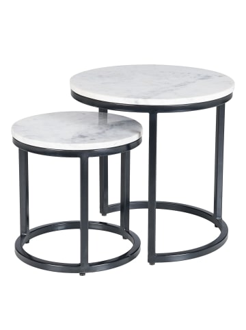 home24 Marmor-Couchtisch-Set AQATTA 2-teilig in Marmor Weiß