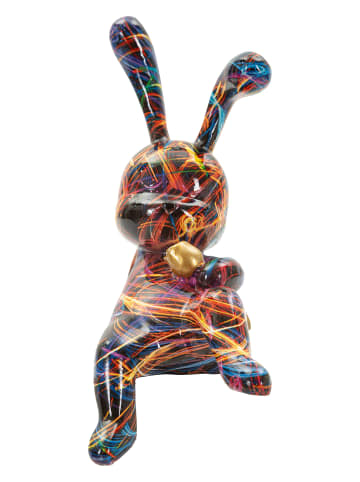 Mauro Ferretti Mehrfarbige, hasenförmige Kunstharzskulptur, 21,5 x 10 x 22 cm