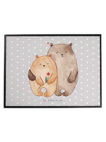 Mr. & Mrs. Panda Schreibtischunterlage Bären Liebe ohne Spruch in Grau Pastell