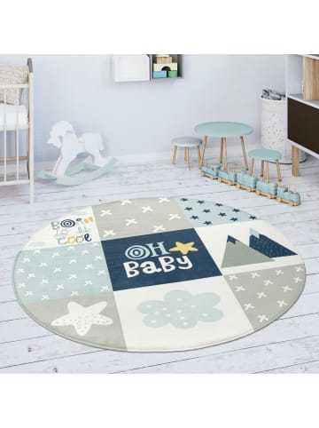 KADIMA DESIGN Kinderteppich waschmaschinenwaschbar Patchwork Kinderzimmer in Blau