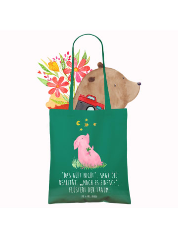 Mr. & Mrs. Panda shopping tasche Schwein Glück mit Spruch in Mint
