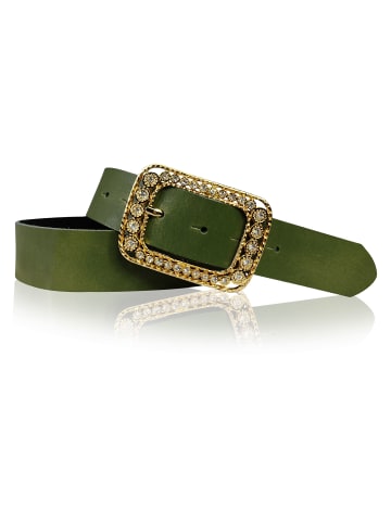 FRONHOFER Damengürtel goldene Strassschnalle in Khaki