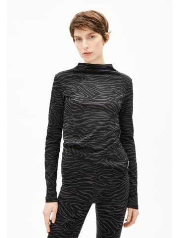 armedangels Langarmshirt Calunaa Zebraraa in schwarz anthrazit
