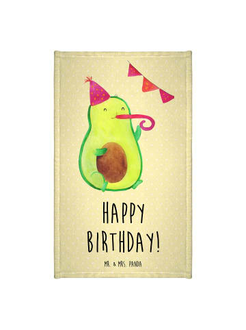 Mr. & Mrs. Panda Gästehandtücher Avocado Geburtstag mit Spruch in Gelb Pastell