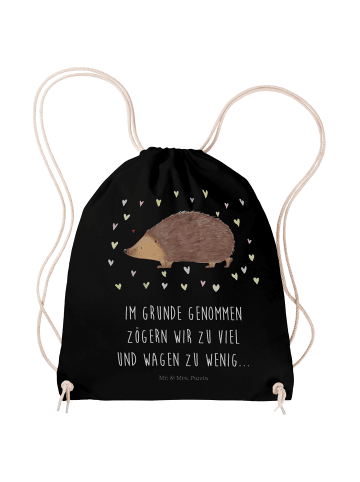 Mr. & Mrs. Panda Stofftasche Igel Herzen mit Spruch in Schwarz