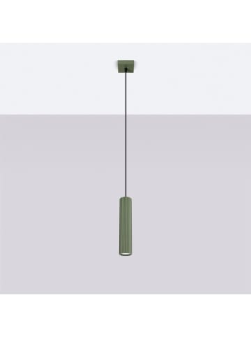 Licht-Erlebnisse Pendelleuchte (B)8 x (L)8 x (T)118 cm in Olivgrün