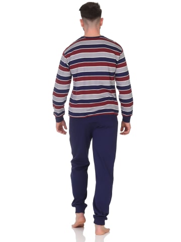 NORMANN Schlafanzug lang Pyjama Bündchen Kuschel interlock - 86913 in rot