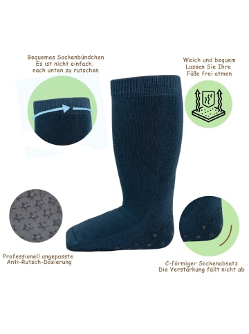 Yalion 9er-Set Yalion Antirutschsocken Halbplüsch, Dunkelblau, weich & atmungsaktiv