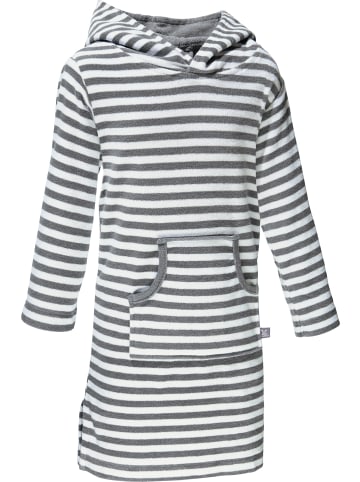 Erwin Müller Frottier Kinder-Poncho Streifen mit Kapuze in hellgrau