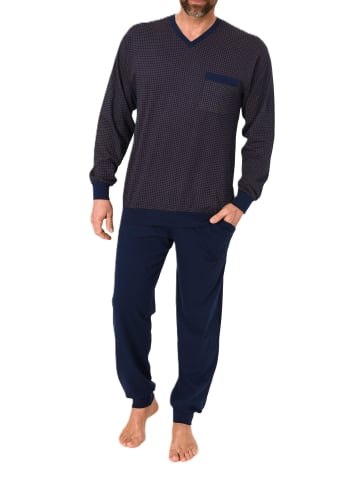 NORMANN Langarm Schlafanzug Pyjama Bündchen in orange