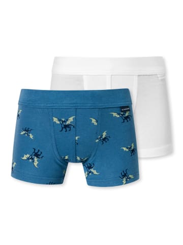 Schiesser Retro Boxer Fine Rib in blau, weiss