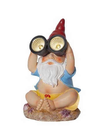 STAR Trading Solar-Gartenzwerg ,Gnomy', Garten-Figur mit Fernglas, 2 LED Lichtquell
