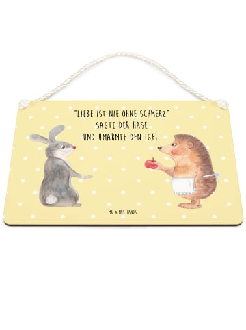 Mr. & Mrs. Panda Schild Hase Igel mit Spruch in Gelb Pastell