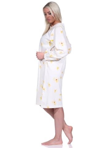 NORMANN Nachthemd langarm und Knopfleiste am Hals - 76067 in vanille