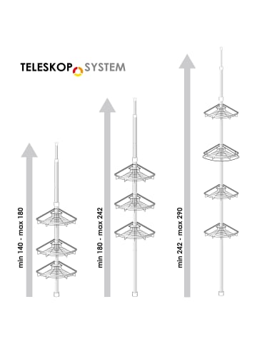 bremermann Teleskop-Eckregal ca. 290 cm in Edelstahl