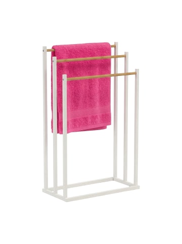 relaxdays Handtuchständer in Weiß/ Natur - (B)45 x (H)76 x (T)21,5 cm