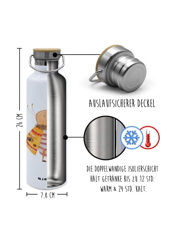 Mr. & Mrs. Panda Sportflasche Nachtfalter Fähnchen ohne Spruch in Weiß