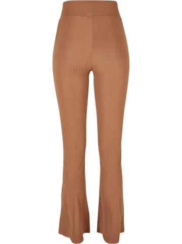 Urban Classics Urban Classics Damen Ladies High Waist Rib Flared Leggings in darktaupe