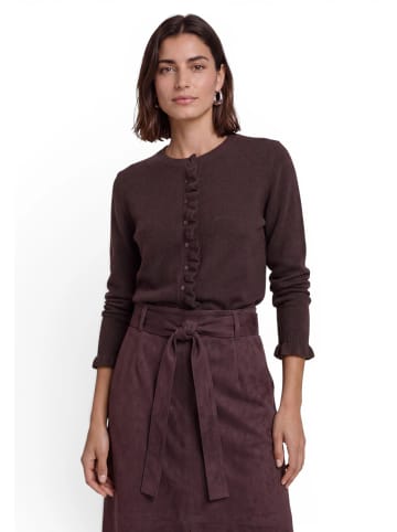 Zero  Strick-Cardigan mit Rüschen in Dark Brown Melange