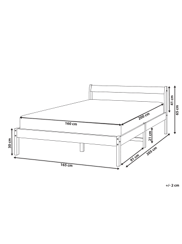 Beliani Doppelbett MADONE in Braun - (W) 165 x (H) 65 x (L) 205 cm