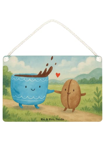 Mr. & Mrs. Panda Deko Schild Kaffee Bohne Design ohne Spruch in Weiß