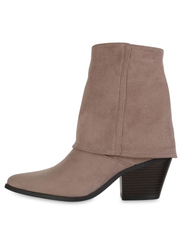 VAN HILL Cowboy Boots Evelyn in Taupe Velours