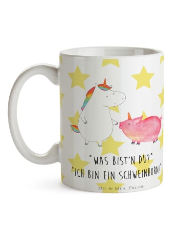 Mr. & Mrs. Panda Trinkbecher Einhorn Schwein mit Spruch in Weiß