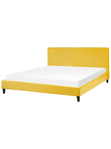 Beliani 3-tlg Doppelbett FITOU in Gelb/Braun