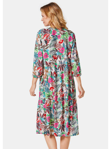 GOLDNER Kurzgröße:  Druckkleid aus fließendem Material in koralle / grün / gemustert