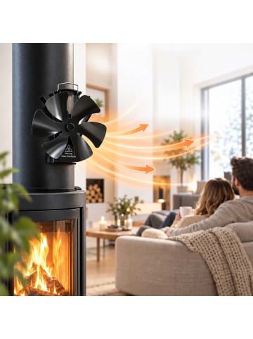 relaxdays Kaminventilator in Schwarz - (B)17 x (H)21,5 x (T)11 cm