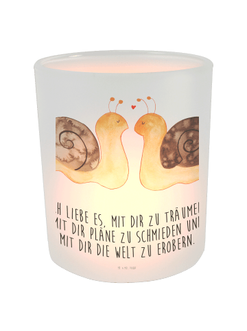 Mr. & Mrs. Panda Teelichthalter Schnecken Liebe mit Spruch in Transparent