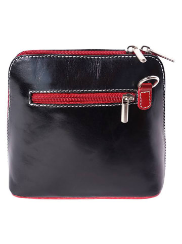 Florence Leder Umhängetasche, Schultertasche Florence Tasche schwarz, rot ca. 17cm