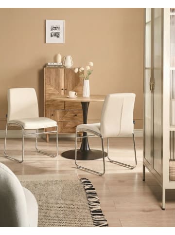 Beliani 2er-Set Esszimmerstuhl LECCO in Beige/Silber
