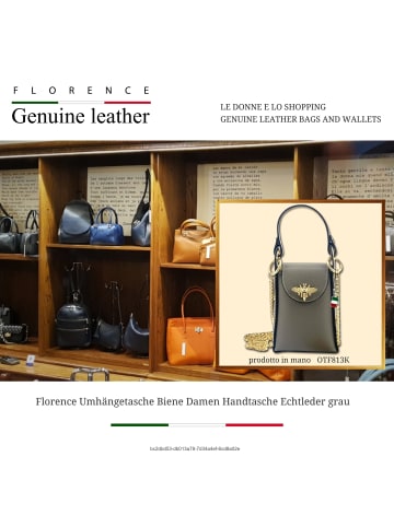 Florence Leder Umhängetasche Florence Tasche grau ca. 13cm