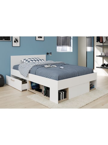 58 aufm Kessel STAURAUMBETT Pacifica 1 120x200 Holznachbildung Weiß/Jackson Eiche