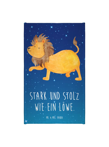 Mr. & Mrs. Panda Handtuch Sternzeichen Löwe mit Spruch in Sternenhimmel Blau