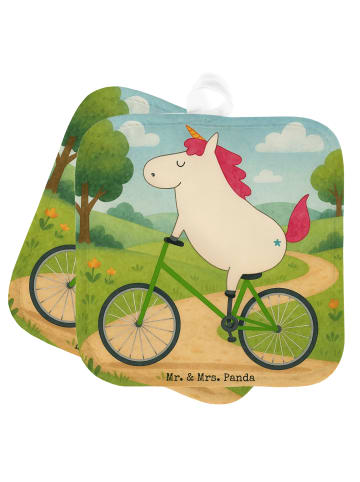 Mr. & Mrs. Panda Ofenlappen Einhorn Radfahrer Design ohne Spruch in Weiß