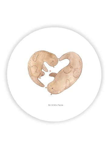 Mr. & Mrs. Panda Rund Magnet Otter Herz ohne Spruch in Weiß