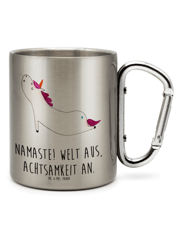 Mr. & Mrs. Panda Trinkbecher Edelstahl Einhorn Yoga mit Spruch in Silber