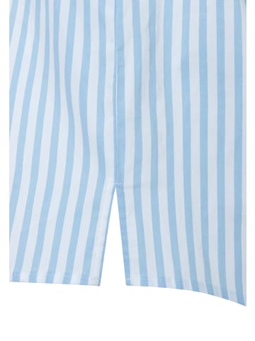 More & More feminine, gestreifte Kurzarm-Puffärmelbluse in skyblue/white